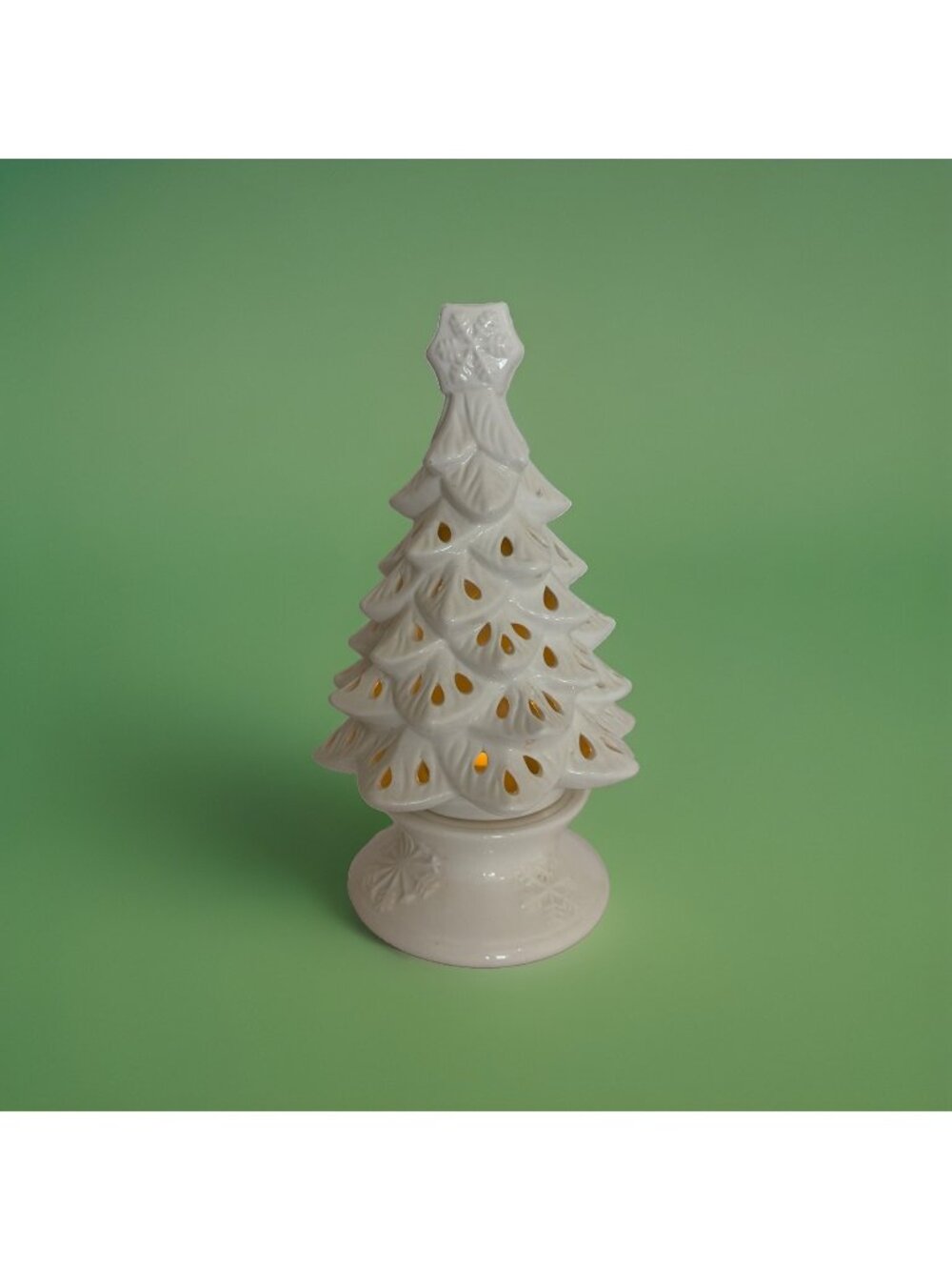 Yankee Candle 2012 Christmas Tree Tea Light Holder Fairy Lamp Ceramic 9" Tall